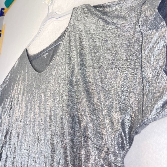 NWOT EILEEN FISHER Womens 2X Plue Linen Metallic Silver Pullover Tunic Top Party - Picture 3 of 10